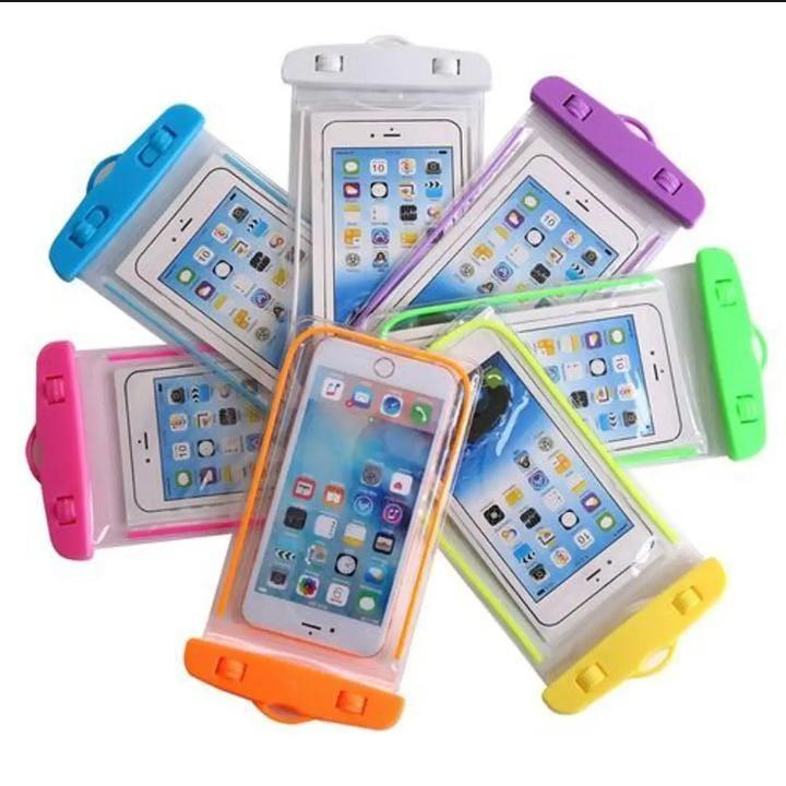 Waterproof Phone Pouch Transparent Silicone Yellow Strap
